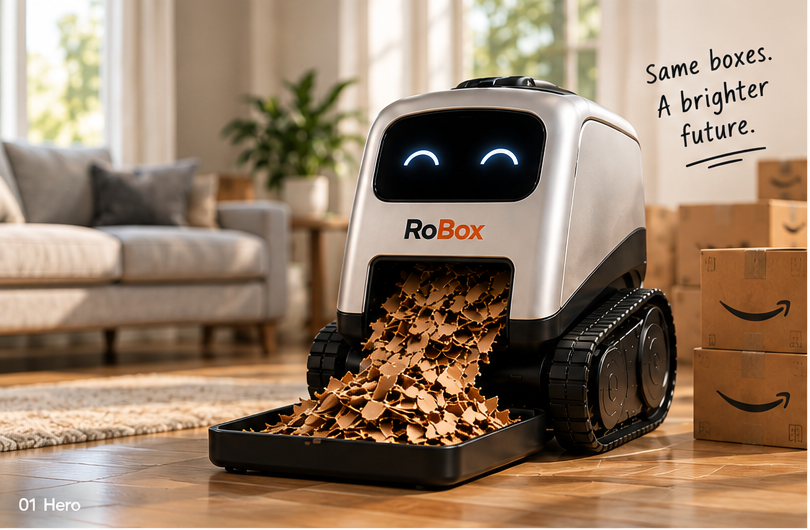 RoBox autonomous cardboard breakdown robot processing boxes