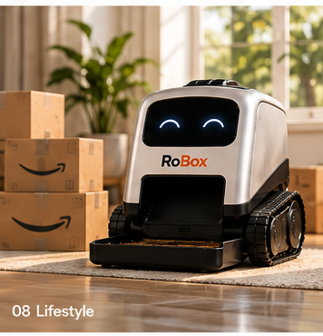 RoBox in a home with delivery boxes